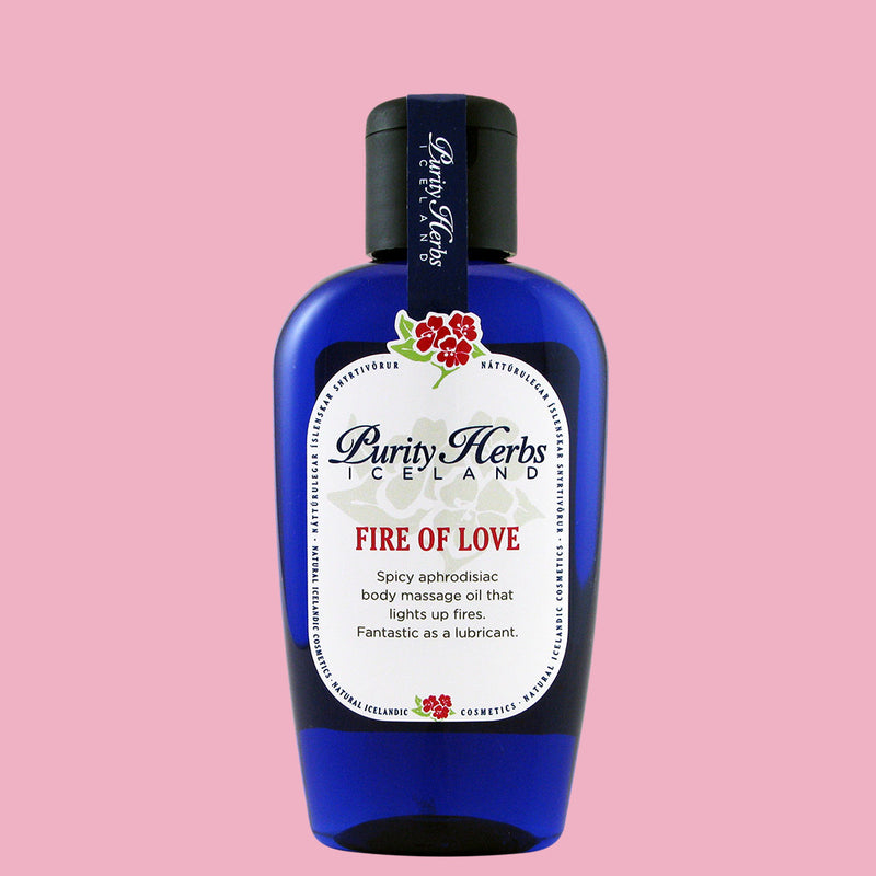 Fire of Love, spicy body massage oil for lovers. Affects both mind and body and can be used in the most intimate places. The ingredients have aphrodisiac effects.