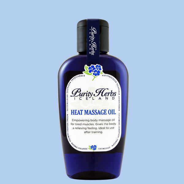 Heat Massage Oil, heating body massage oil for tired muscles. Ideal to use after training on tired limbs. Increases the blood circulation in the muscles. Used by massage parlors.