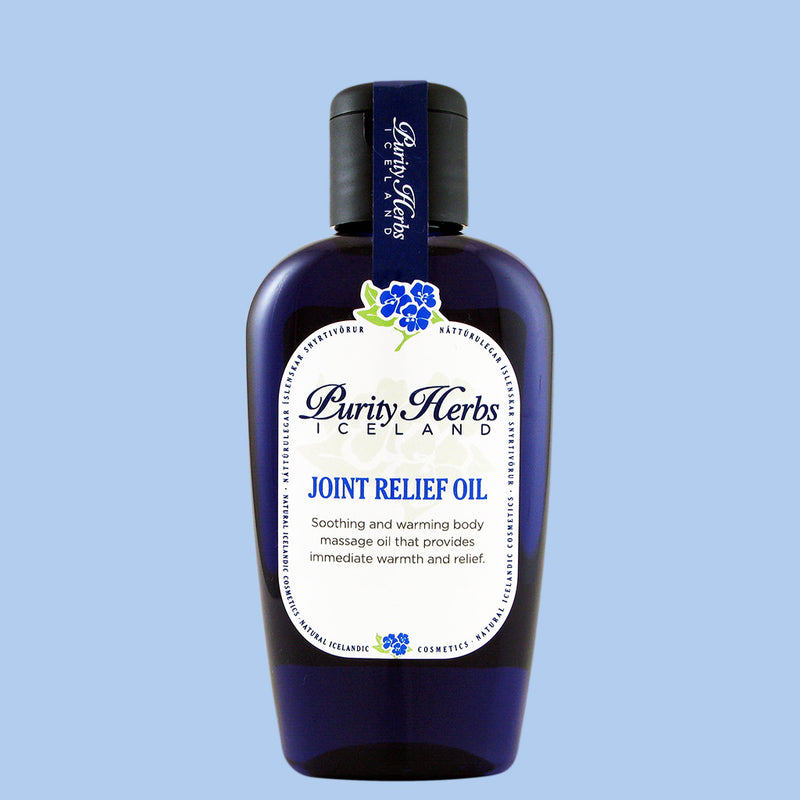Joint Relief Oil. Soothing and warming body massage oil that provides warmth and relief. Stimulates circulation and reduces swelling in your joints.