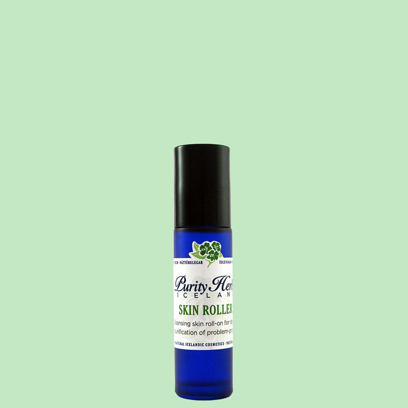 Skin roller is effective on acne using appropriate herbs for cosmetic purposes, handpicked from raw Icelandic nature